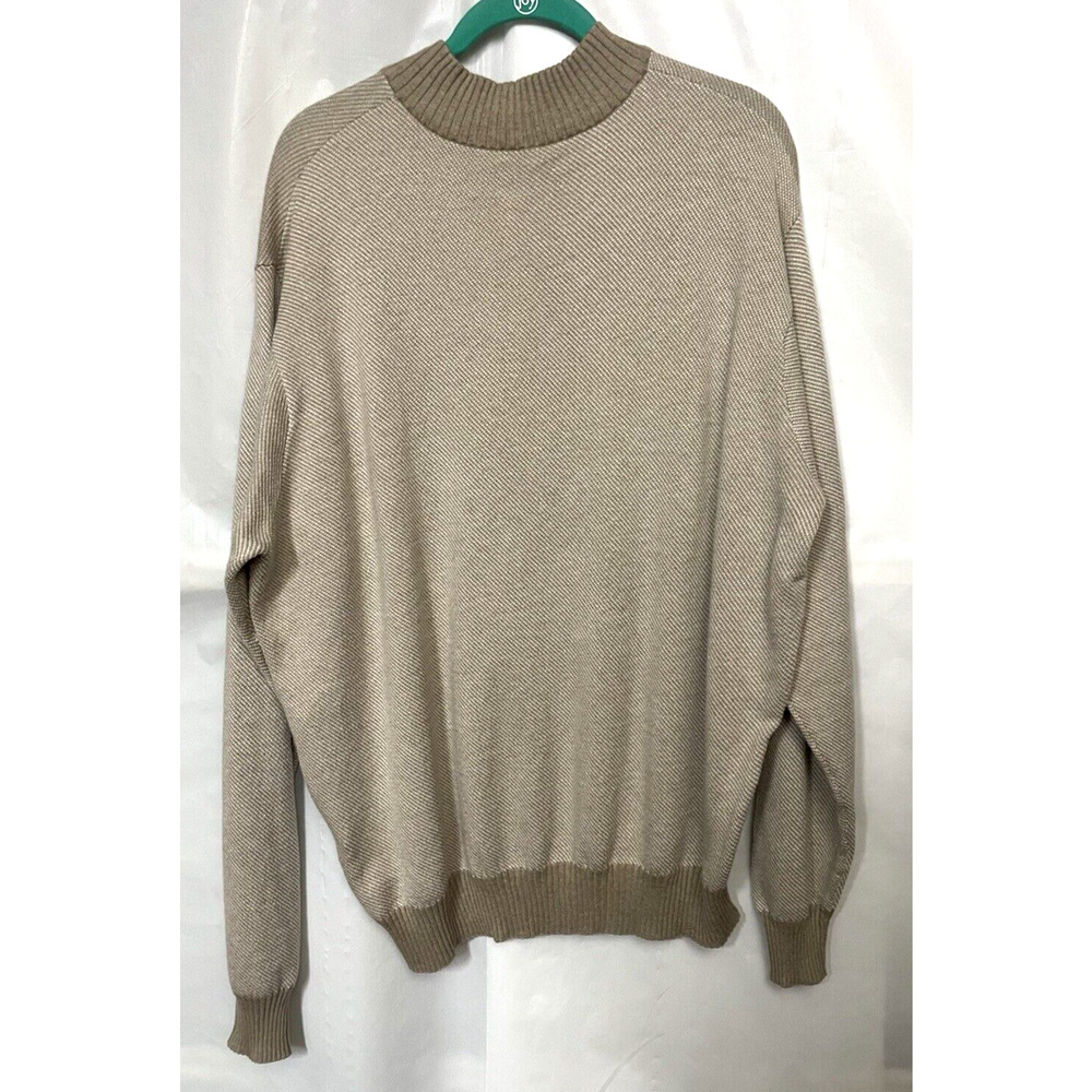 Peter Millar Luxury Cashmere Blend Sweater Tan 1/4 Zip Golf Men's Size X Large